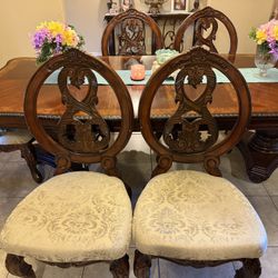 Dinning Table That Sits 6, Table With 2 Leafs, Included China Chest Dishes Not Included. 