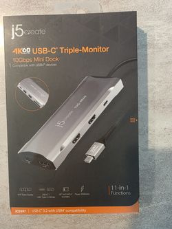J5create JCD397 4K60hz USB-C Triple Mini Dock NEW