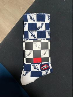 Blue and white checkered print matty boy chrome heart socks