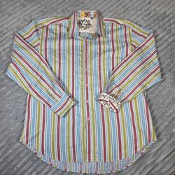 Robert Graham Shirt Mens 2xLarge Multicolor Striped Button Up Long Sleeve Collard