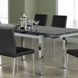 Black Glass Extendable Dining Room Table