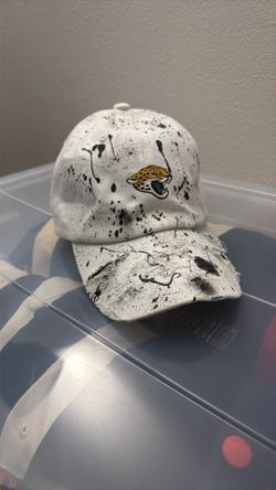 Very Rare NFL Football Jacksonville Jaguars Dad Hat Paint Splatter Distress - Mitchell And Ness New Era 47 Nike Vintage Sports