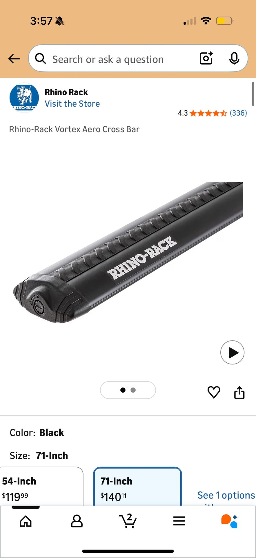 Rhino Rack Vortex Aero Cross Bar