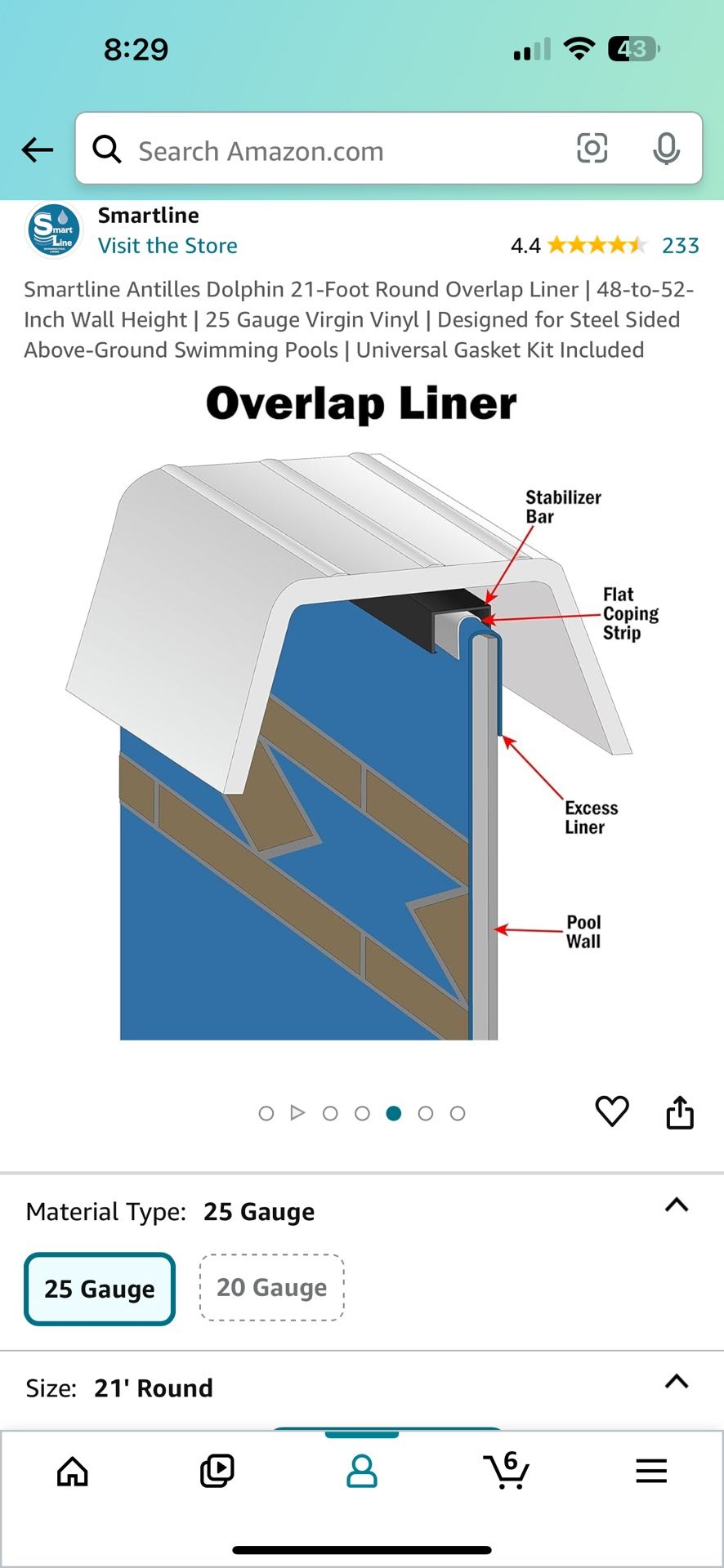 21' Ft Round Overlap Pool Liner (Only Liner Not Pool)
