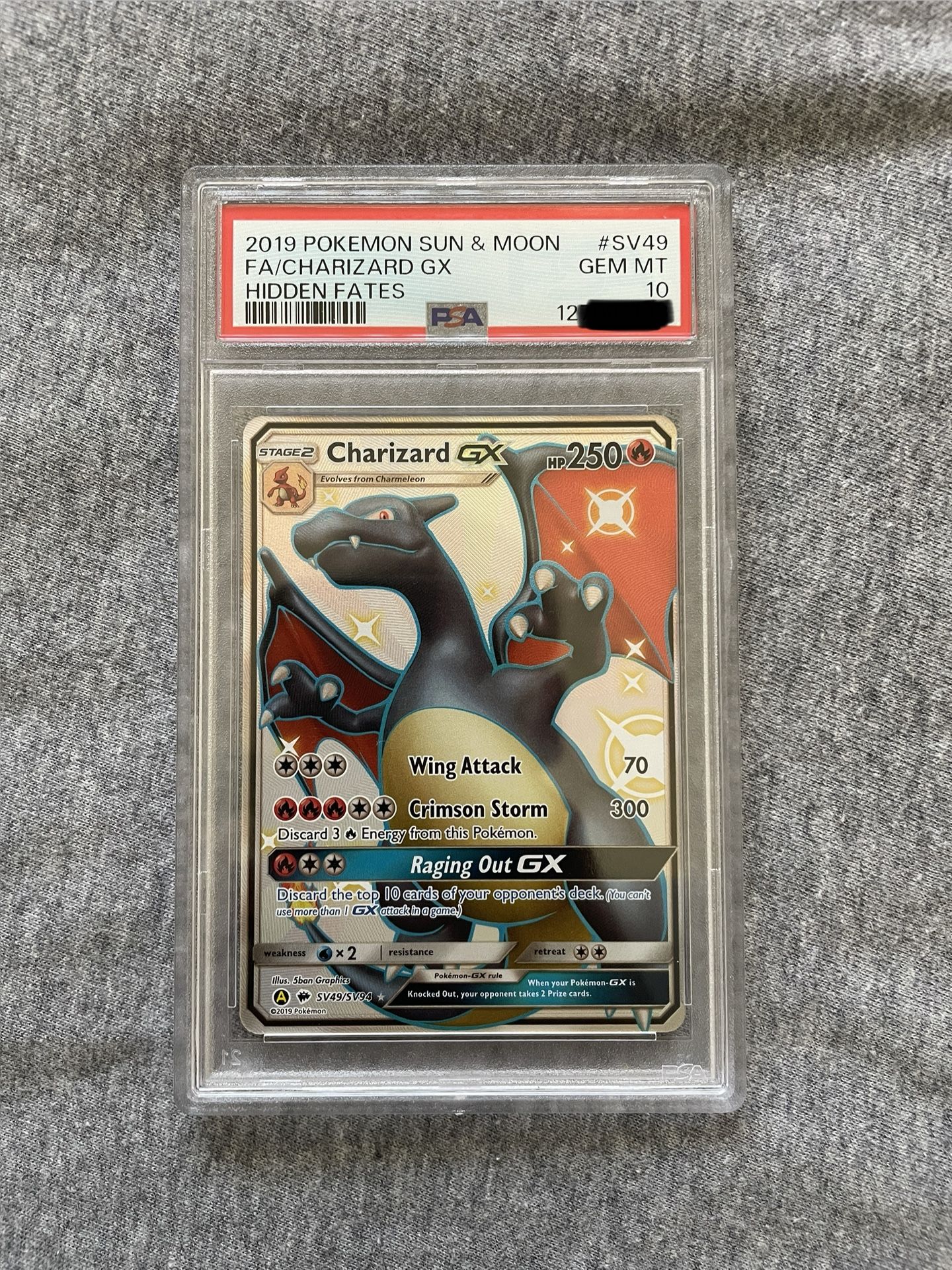 Pokemon Shiny Charizard GX #SV49 Hidden Fates PSA 10