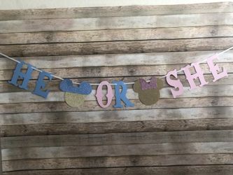 Minnie and Mickey Gender reveal banner