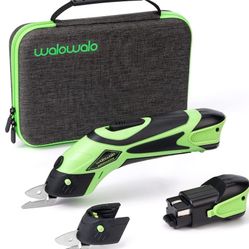 walowalo Electric Fabric Scissors Box Cutter Power Cordless Shears Cutting Tool with 2 Rechargeable Batteries and 2 PC Blades