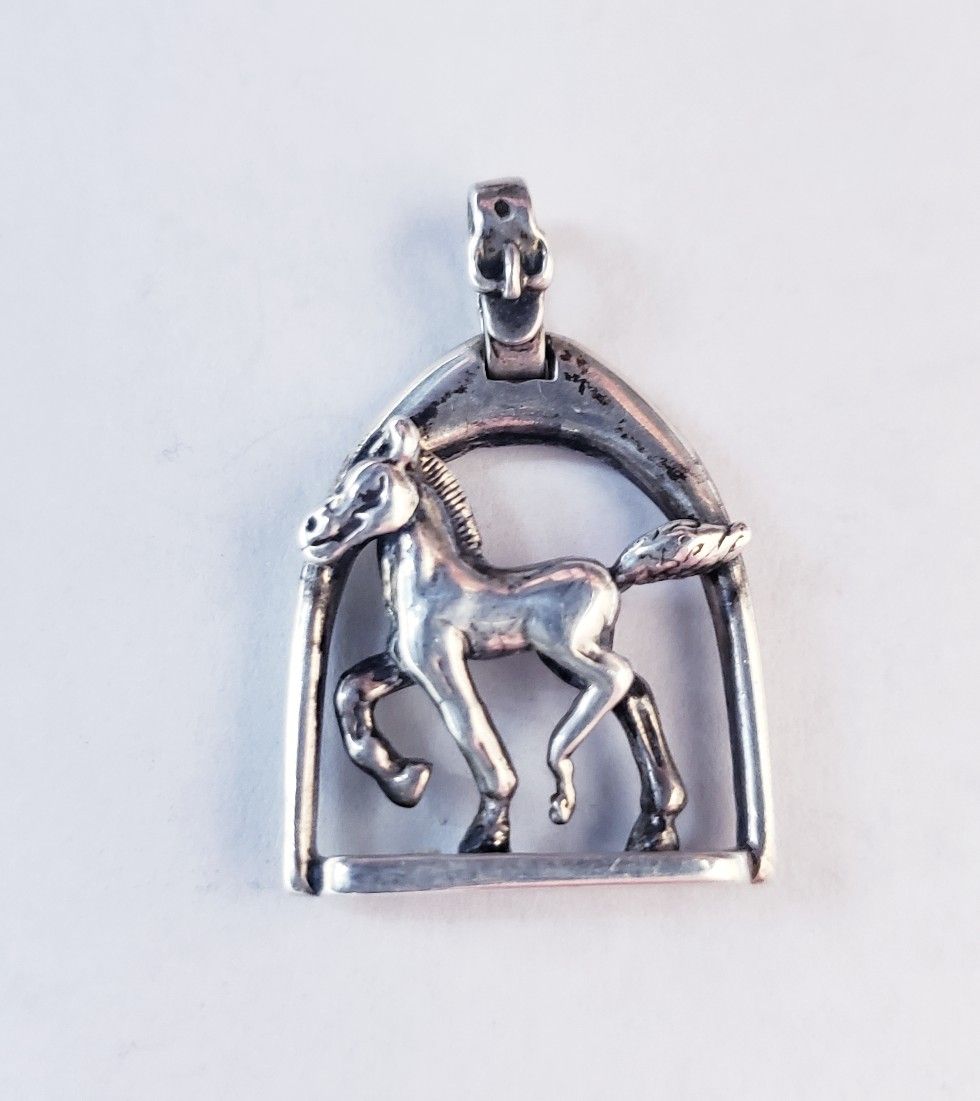 KABANA Horse in Stirrup Charm Pedant Sterling Silver 925