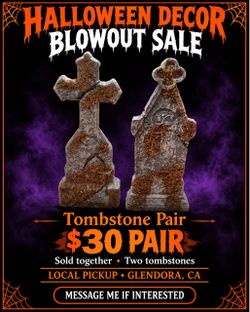 Pair of Mossy Halloween Tombstones — $30 for Both
