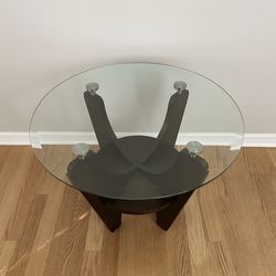 Modern Glass Top Wood End/Side Table