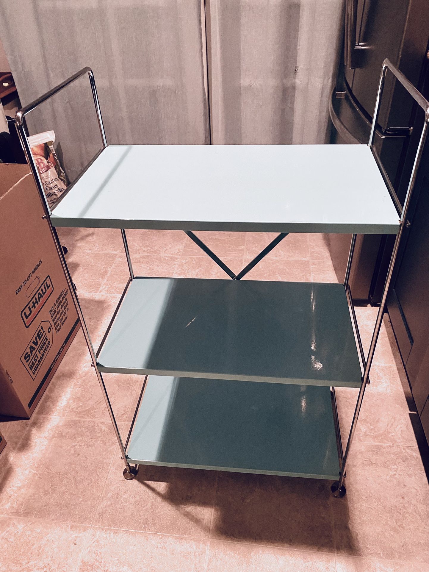 Turquoise Mod-Style Metal Shelving Unit