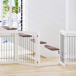 SPIRICH 96-inch Extra Wide 30-inches Tall Dog Gate with Door Walk Through