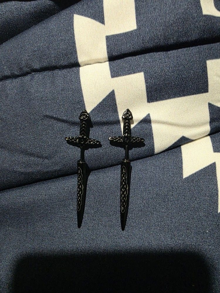 Stainless Steel Black Sword Earings 