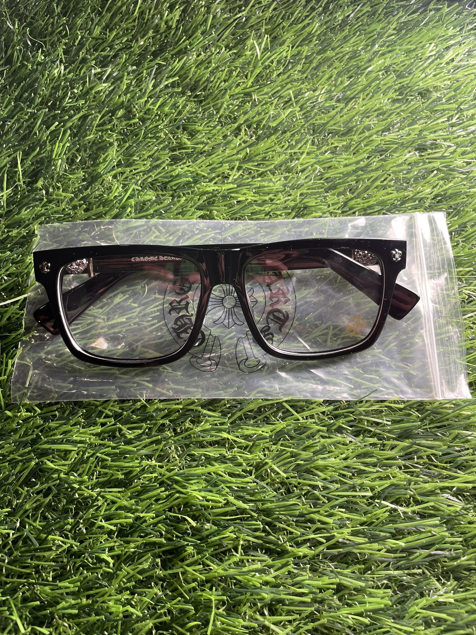 Chrome Hearts Vagillionaire Glasses Black CH Style Frames Silver Logo (Anti Blue)