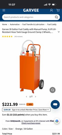 Vevor 30 gallon fuel transfer tank
