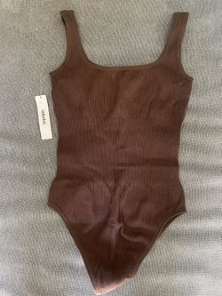Ododos Ribbed Bodysuit- Dark Brown-XS/S