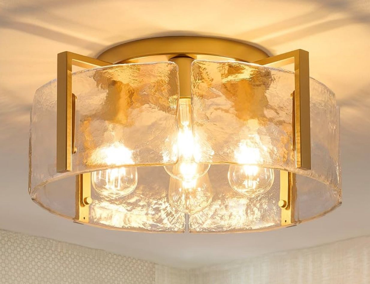 Semi Flush Mount Ceiling Light Fixture, 4-Light Gold
