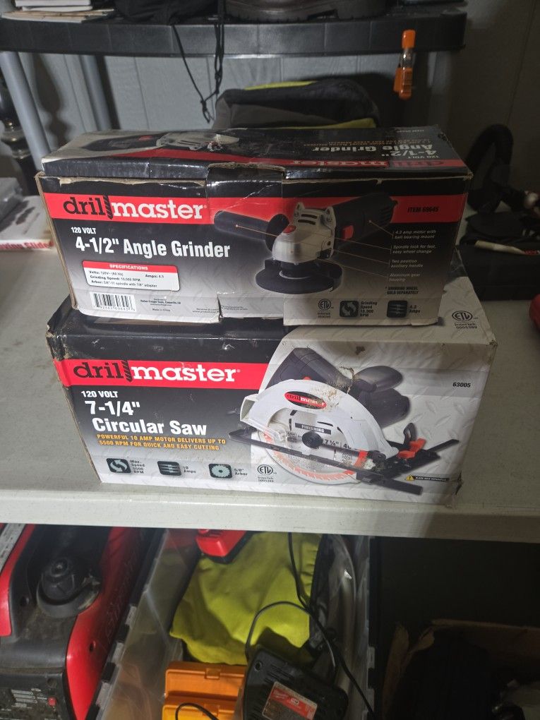 Drill master angle grinder and circular saw
