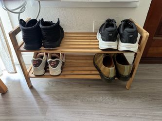 Wooden Two Tier Shoe Rack