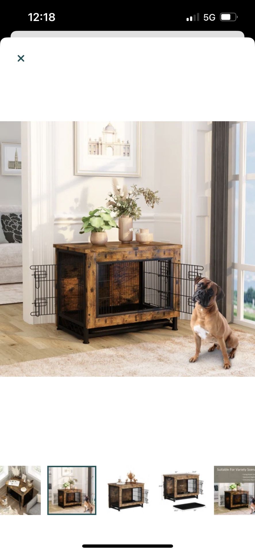 Industrial Style Rustic Brown Wooden Dog Kennel