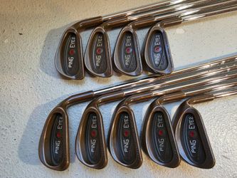 RARE! COLLECTIBLE! NICE! PING EYE 2 BECU BERYLLIUM COPPER 3-SW IRONS SQUARE GROOVES RED DOT NS PRO 950GH Regular