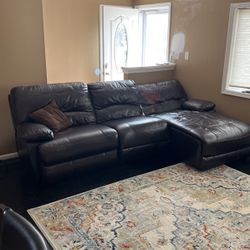 Brown Electric Leather Couch 