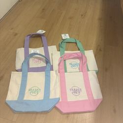 New Trader Joes Mini Pastel Canvas Tote Bag