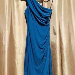 Semi-Formal Jewel-Blue One-shoulder Dress - Size 2P