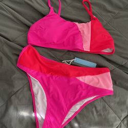 Pink Red High Waisted Bikini-NEW Size M