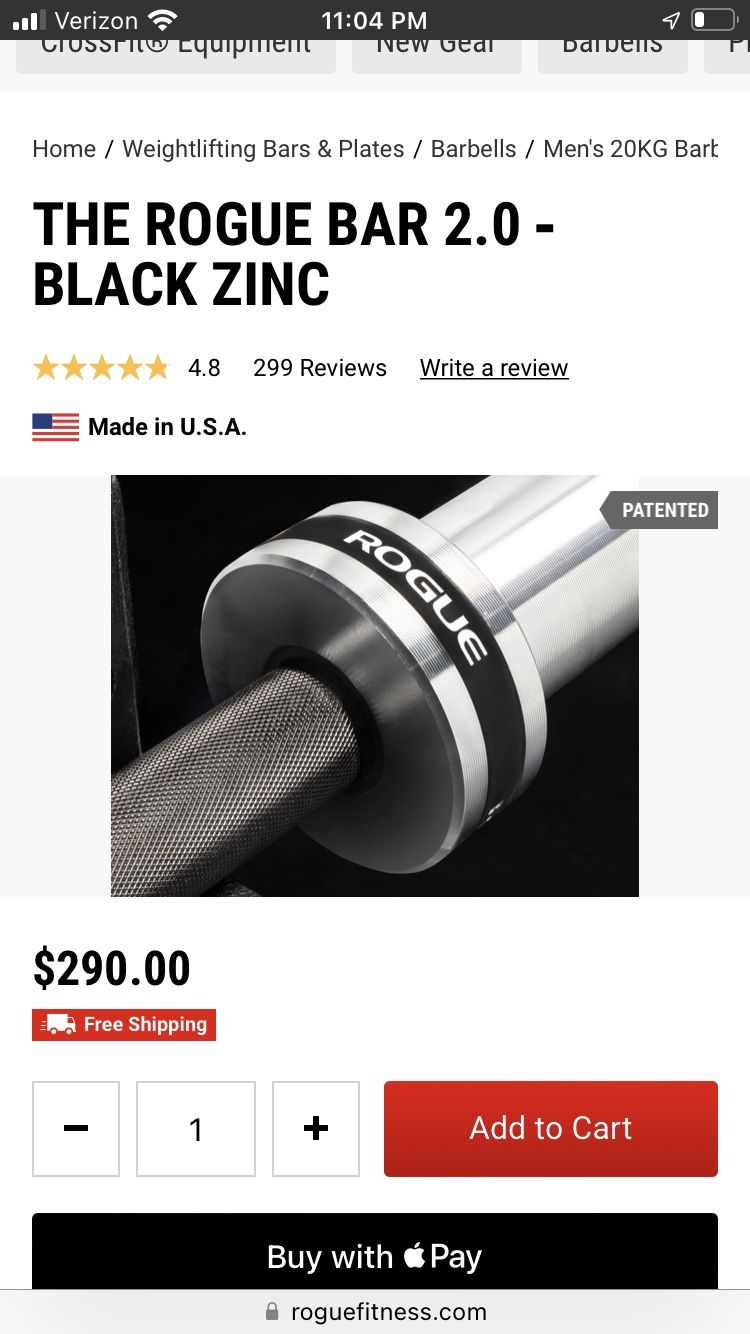 Fitness Rogue 45 Lb Barbell Rogue Fitness Brand Rogue Bar Black