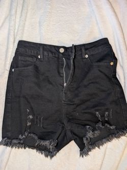 Black Distressed Denim Jean Shorts medium