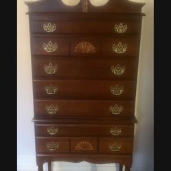 Solid Mahogany Queen Anne Highboy Chest