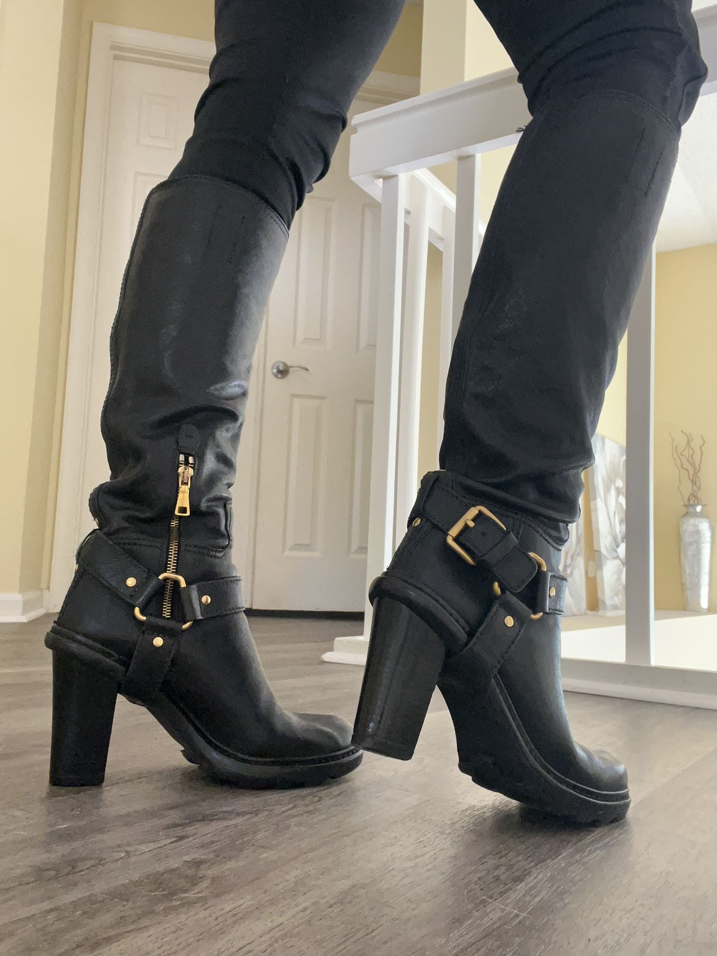 Authentic Prada Black Leather Boots – Size 7.5 – Mint Condition