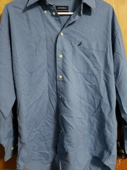 NAUTICA Vintage Oxford Long Sleeve Button Down Dress Shirt Blue 16.5 32/33