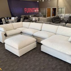 Cloud Comfy Plush Smoke Ivory Modular Sectional Sofa Couch