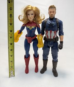Marvel Captain Marvel & Captain America 12” Action Figure Lot
