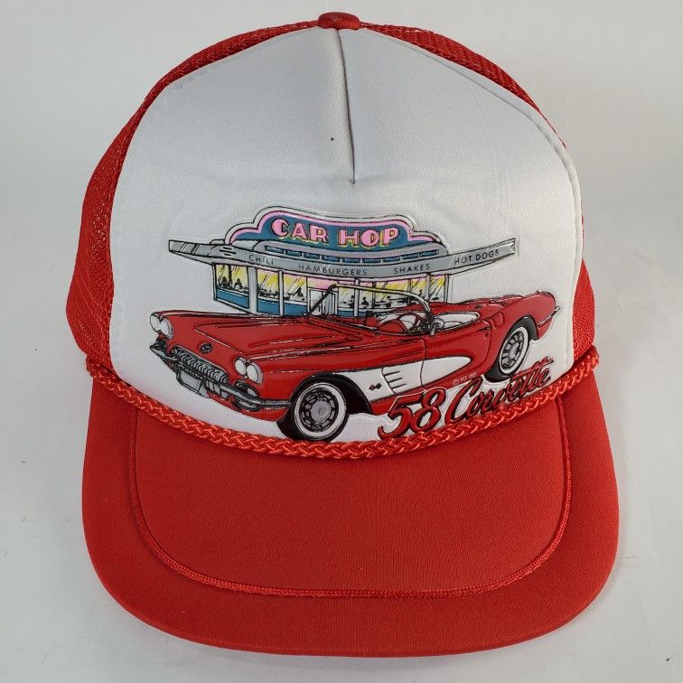 Chevy 1958 Car Hop Red Snapback Trucker Hat