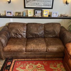 Brown Leather Couch - Super Comfortable