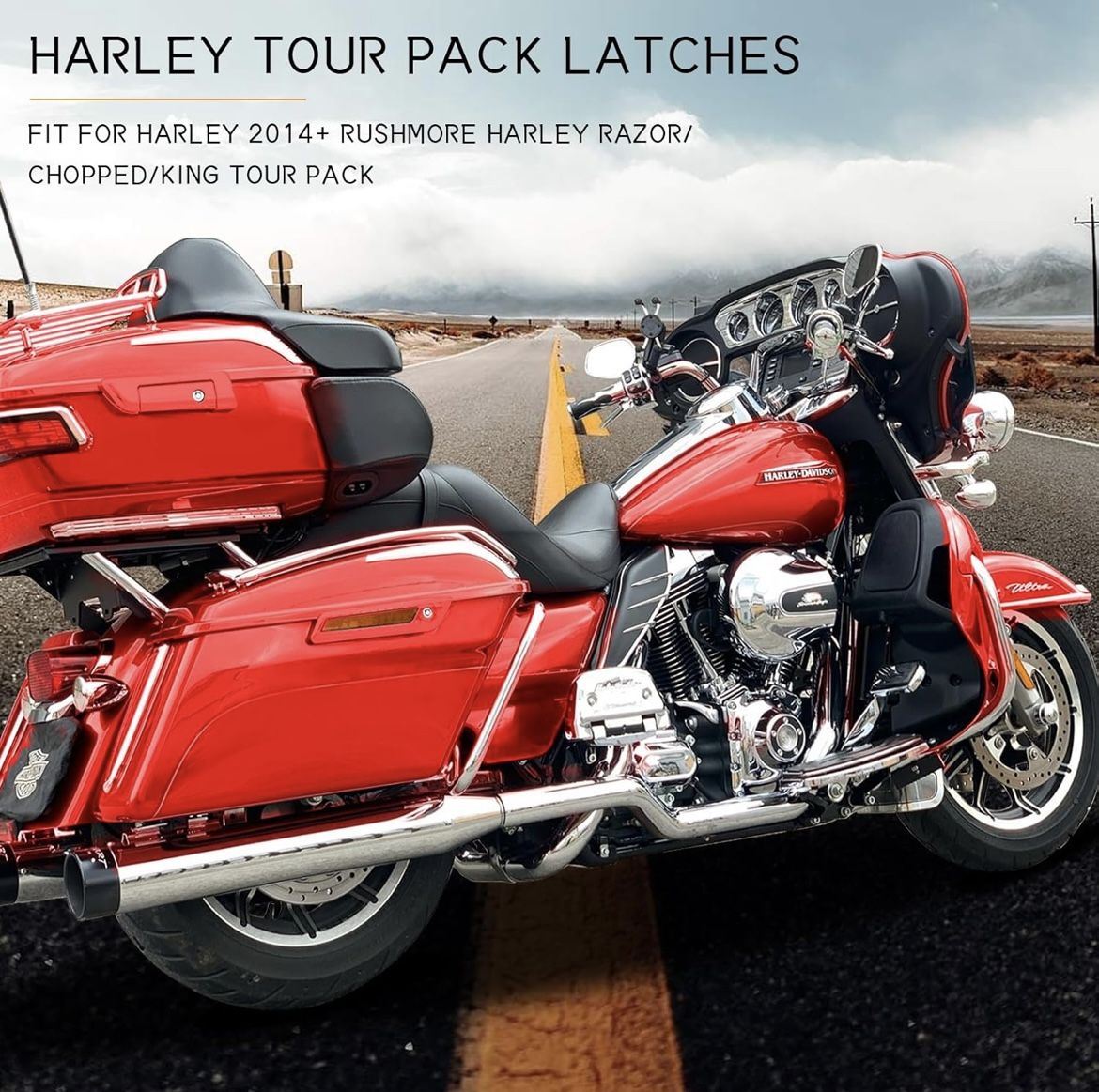 Tour Pak Pack Trunk Lid Latch with Keys Fit for Harley (Scarlet Red)