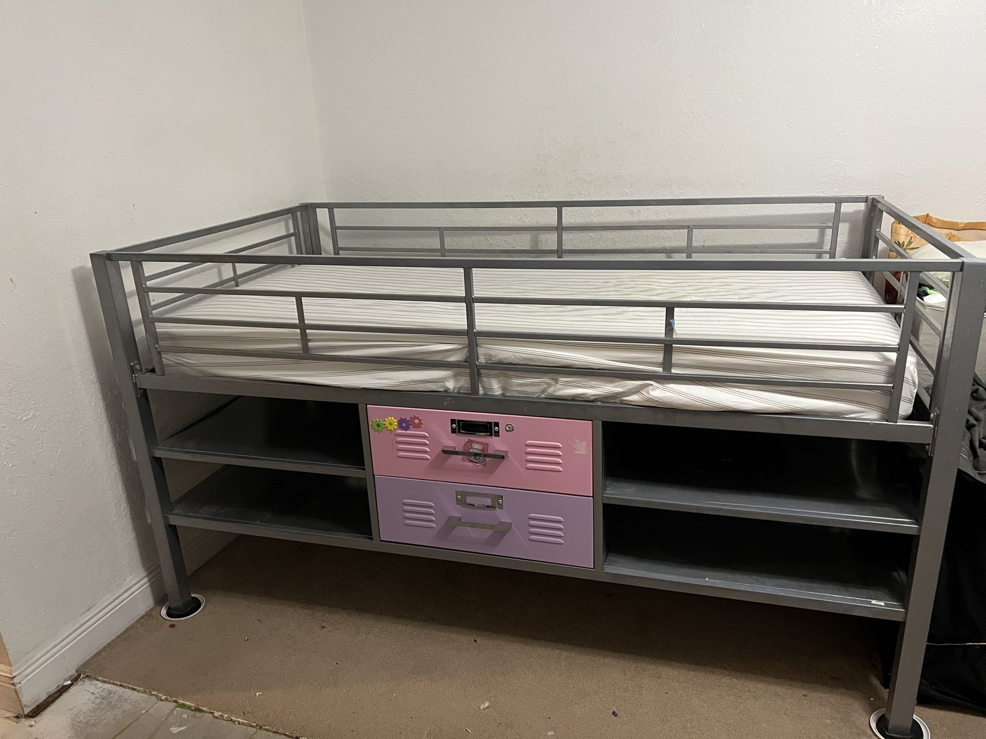 DHP Junior Silver Locker Bed, Twin, Pink/Purple