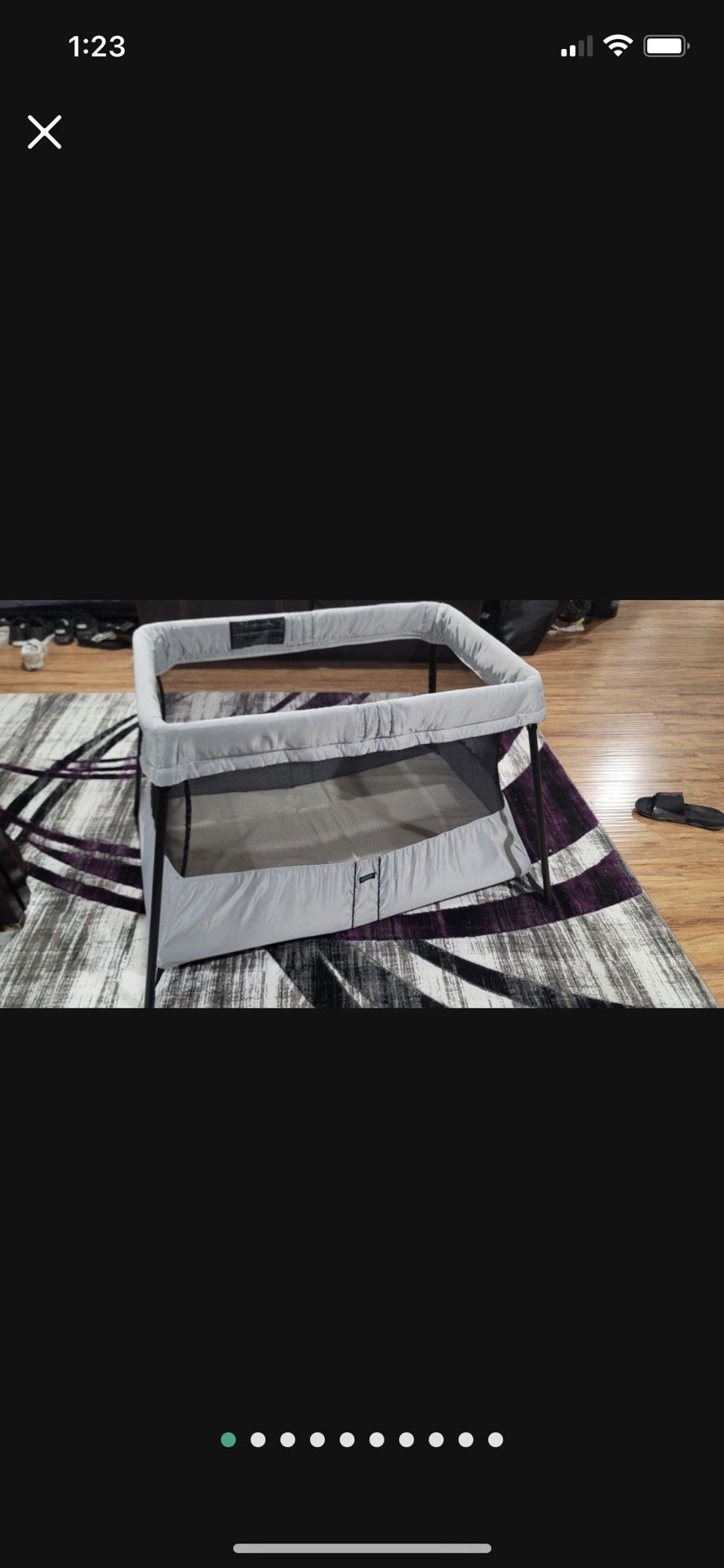 Babybjorn folding portable baby crib with carry bag used in good condition fully functional