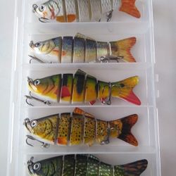 Lifelike Jointed Swimbait Fishing Lures 5pack Lot With Box 