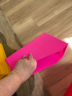 1 Pink Heavy Hard Durable Plastic Book Bin