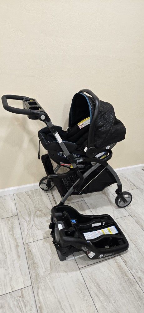 Graco SnugRide 35 Lite LX Infant Car Seat with base + SnugRider Elite Stroller