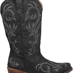 ROPER Womens Riley Round Toe Casual Boots Mid Calf Low Heel 1-2" - Black