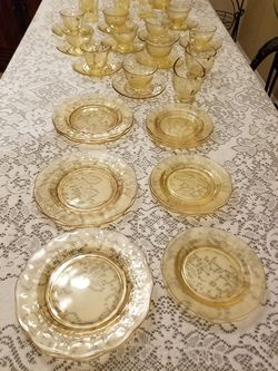 Antique Yellow depression glass dinnerware Fostoria