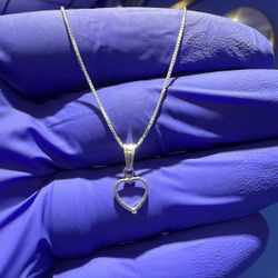 Italy 925 Sterling Silver Heart Pendant Necklace Box Chain 18" & 0.8mm 0.4" Charm