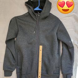 Gray Grey Hoodie Jacket Coat Men Adult Sports Outdoor Teen College Travel School Gray