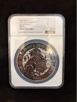 10oz Silver Bull of Clarence MS69
