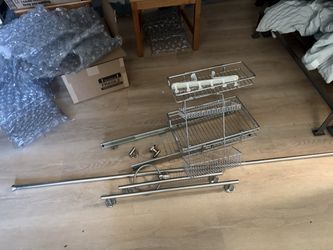 Silver Bathroom Storage Hooks, Rods, and Shelves